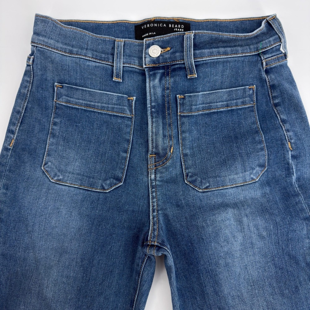 Veronica Beard Sheridan Jeans Womens 27 Blue Exaggerated Flare High Rise Airway - Picture 4 of 16